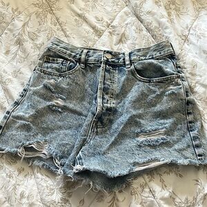 High rise denim shorts